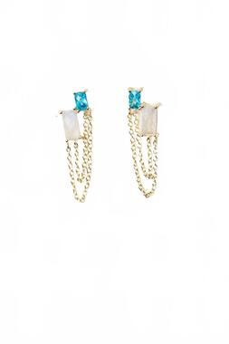 NEW NATIVE GEM women's bestie baguette earrings in moonstone
